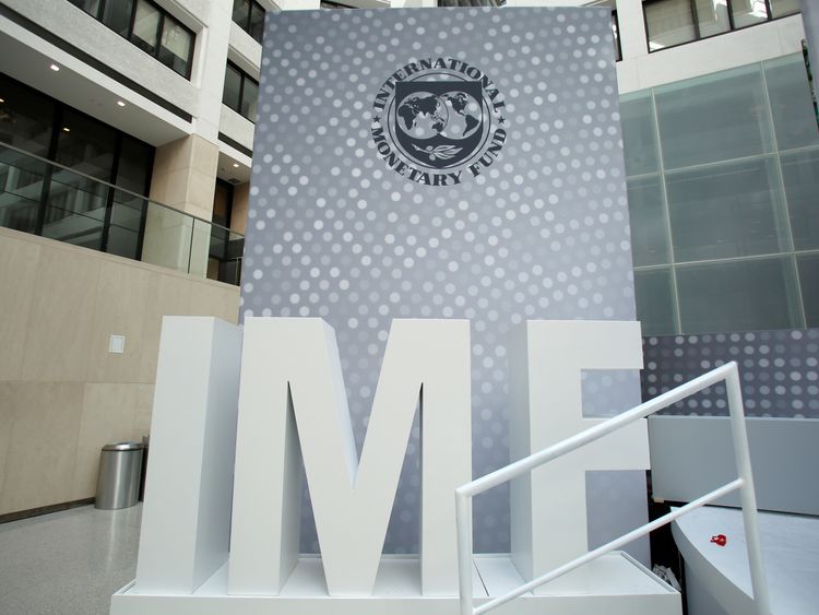 International Monetary Fund logo is seen inside the headquarters at the end of the IMF/World Bank annual meetings in Washington, U.S., October 9, 2016. 