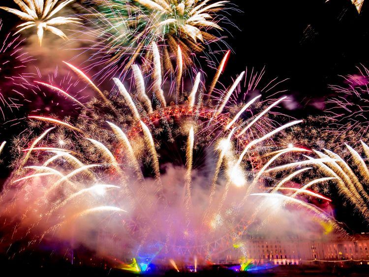 Fireworks light up the sky in London