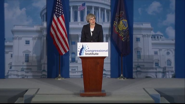 Theresa May addresses Republicans in Philadelphia