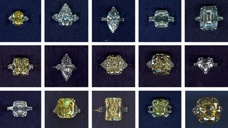 Some of the jewellery stolen in the robbery at a Graff store in Mayfair