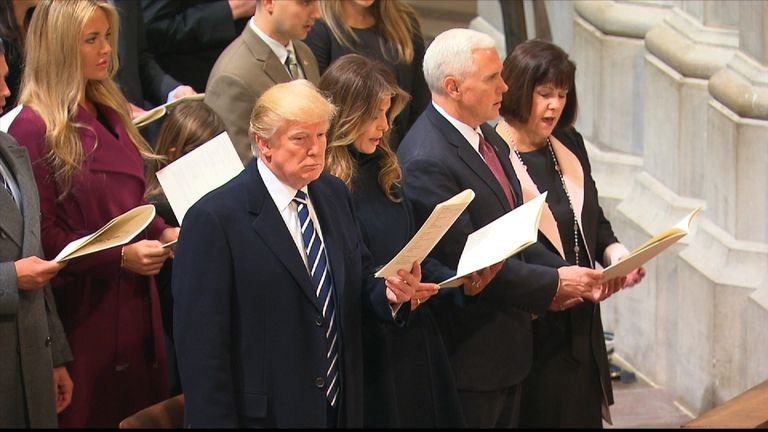 President Trump and Vice President Pence attend church