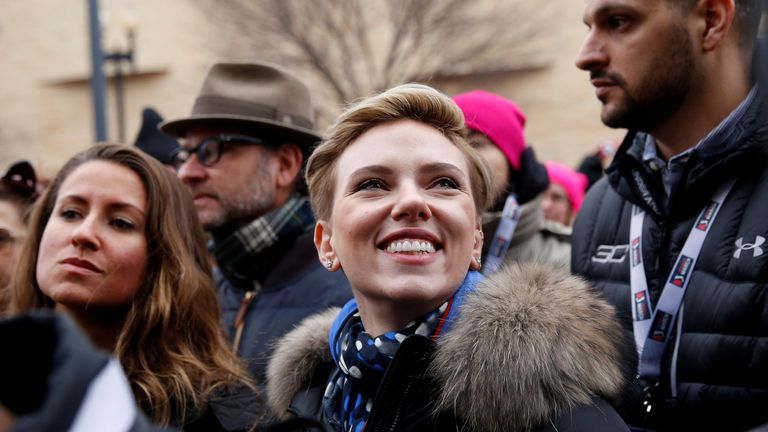 Actress Scarlett Johansson was one of the many celebrities at the Washington march