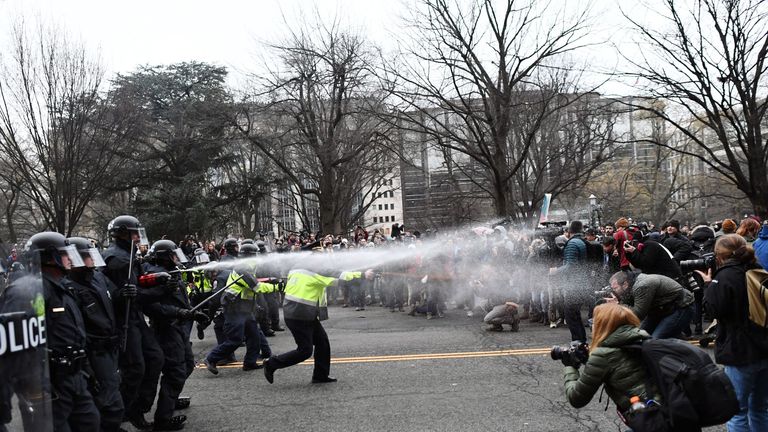 Protests in Washington after Trump inauguration: Tear gas and stun ...