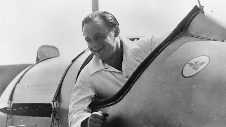 Donald Campbell sitting in the cockpit of &#39;Bluebird&#39; 