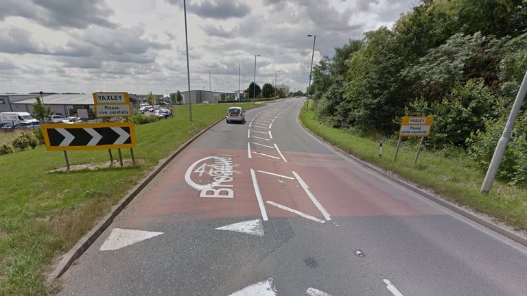 The B1091 at Yaxley, Cambridgeshire