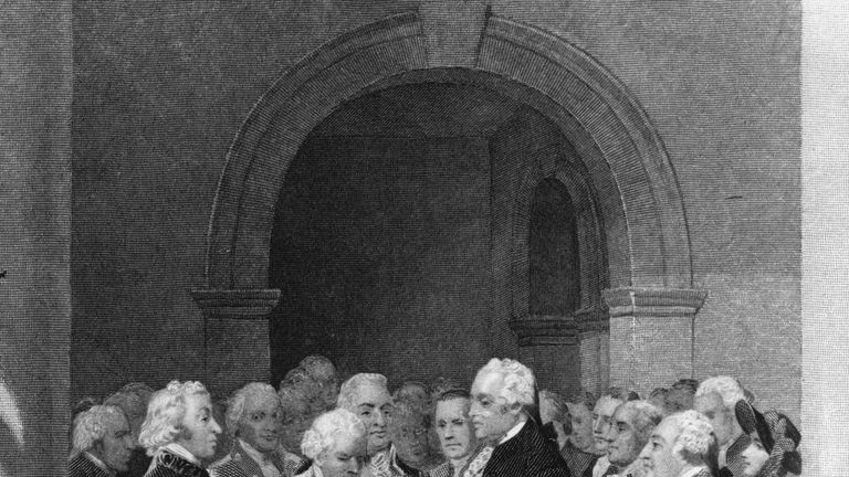General George Washington is sworn in as the first President of the United States