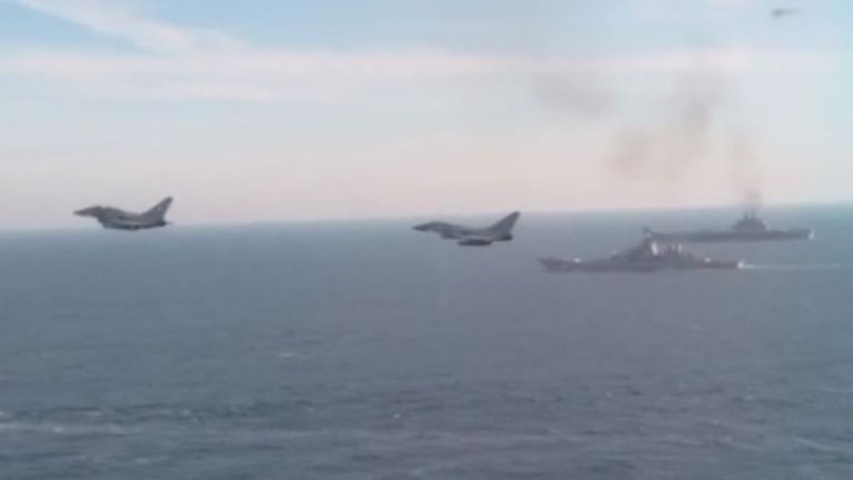 RAF track Russian warships in British waters