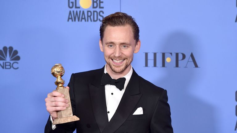 Actor Tom Hiddleston, winner of Best Actor in a Miniseries or Television Film for &#39;The Night Manager,&#39; poses in the press room during the 74th Annual Golden Globe Awards at The Beverly Hilton Hotel on January 8, 2017 in Beverly Hills, California