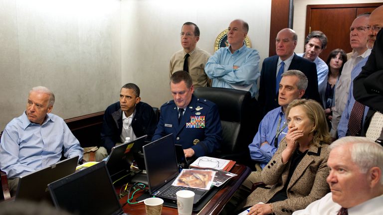President Barack Obama watches the mission against Osama bin Laden unfold