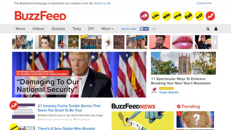 Buzzfeed website trump front page