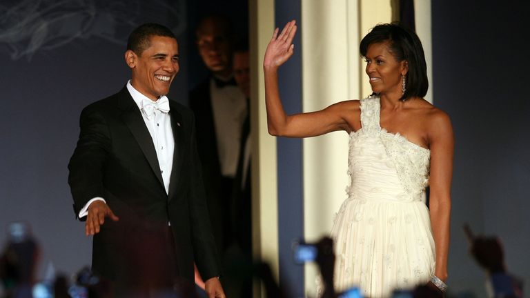 Barack Obama and his wife Michelle Obama at an inauguration ball after in 2009