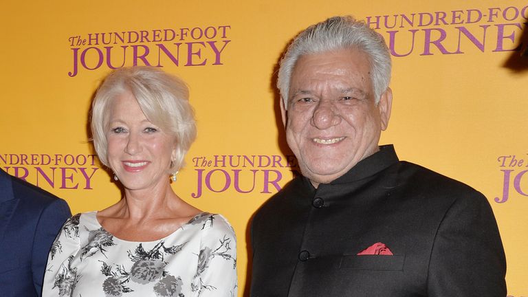 Dame Helen Mirren and Om Puri attend the gala screening of The Hundred Foot Journey 