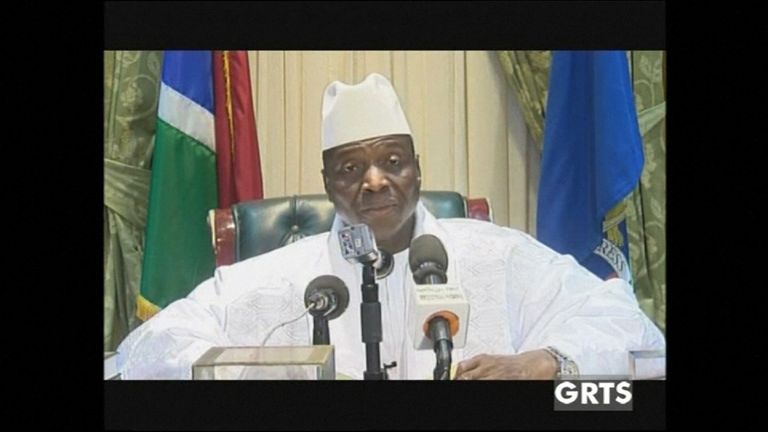 Former president of The Gambia, Yahya Jammeh announces his resignation from office.