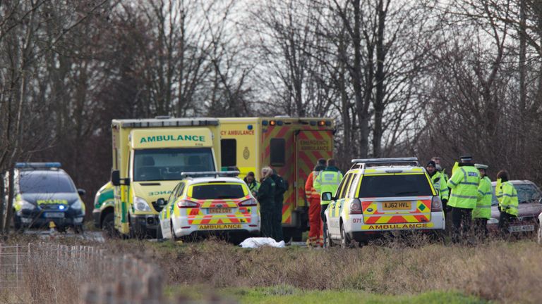 The BMW hit two men on the B1091 between Yaxley and Farcet. Pic: Terry Harris
