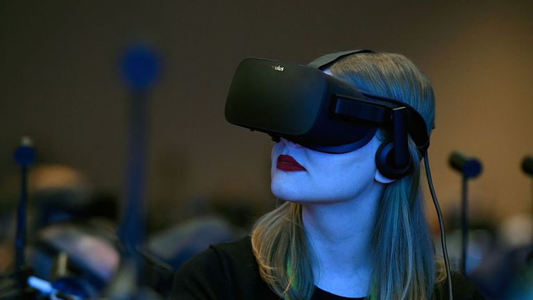 Attendees wear goggles to sample Virtual Reality at CES in Las Vegas