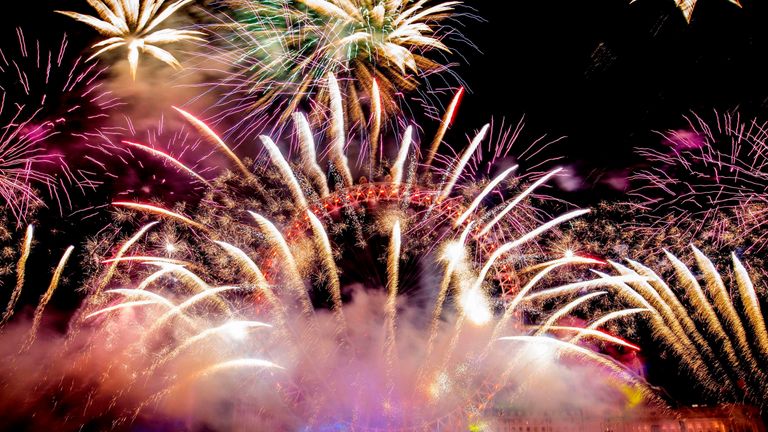 Fireworks light up the sky in London