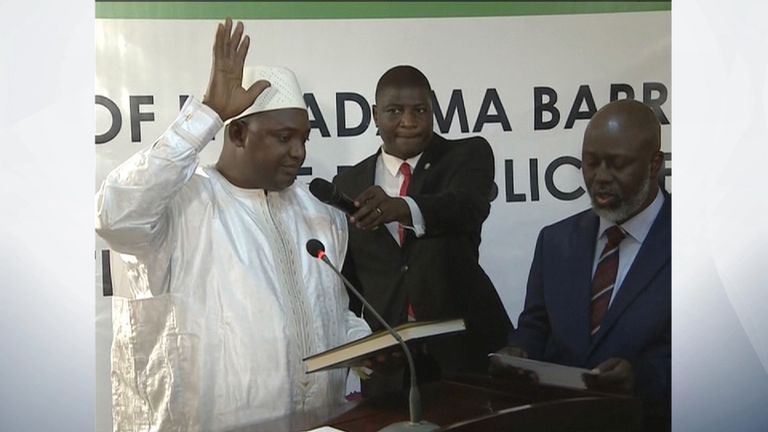 Adama Barrow is sworn in as President of The Gambia in Senegal