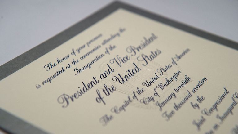 An invitation to the 58th Presidential inauguration for Donald Trump