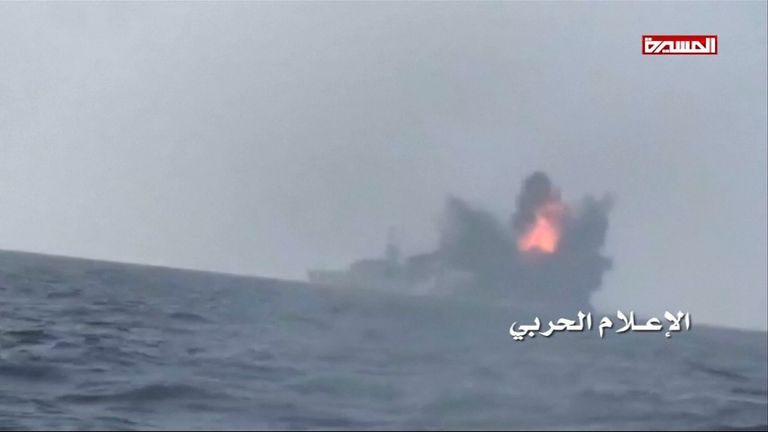 A Houthi &#39;suicide boat&#39; rams a Saudi warship of the Yemeni coast
