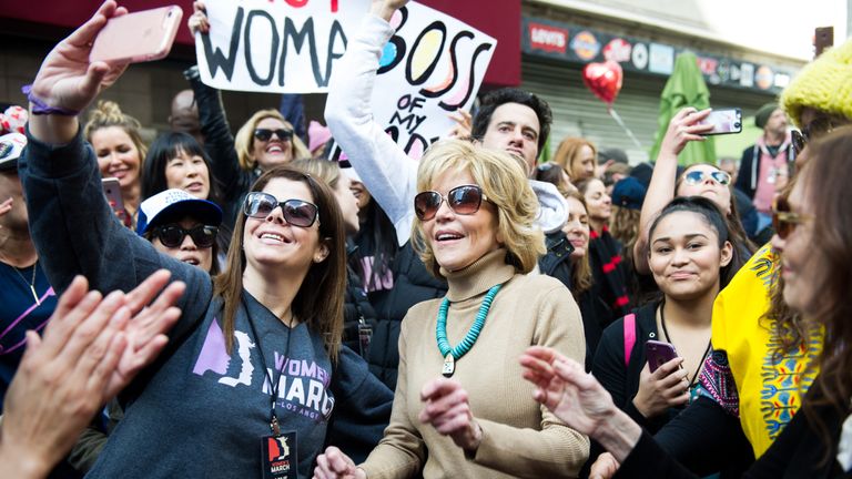 Jane Fonda joined protesters in Los Angeles