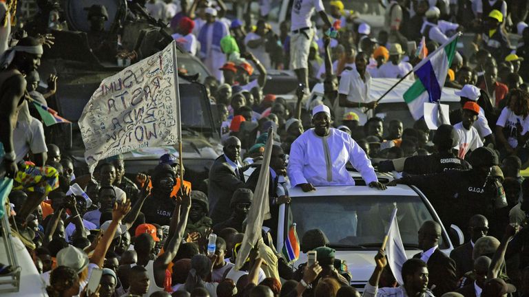 Cheers as Gambia s new president Adama Barrow arrives home World