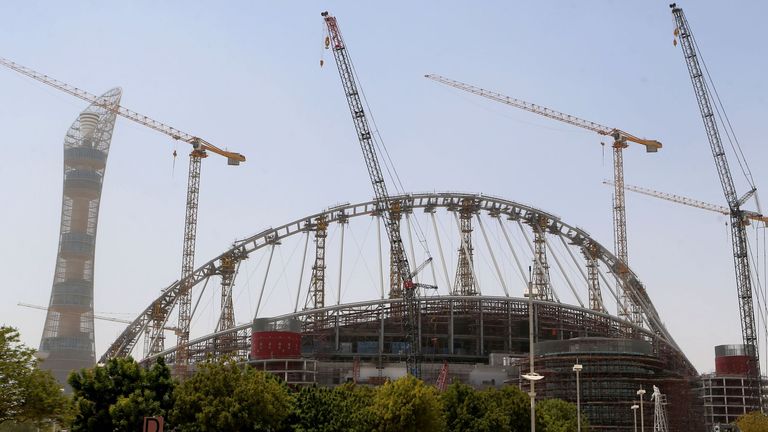Construction at the Khalifa Staium in Doha