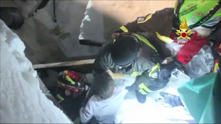 Rescuers dug out young survivors after a deadly avalanche struck a hotel