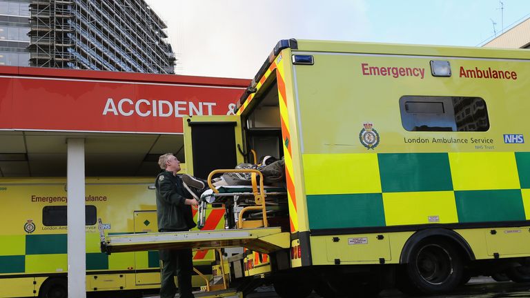 A patient is taken from an ambulance outside the Accident and Emergency ward at St Thomas&#39; Hospital on January 6, 2015 in London, United Kingdom