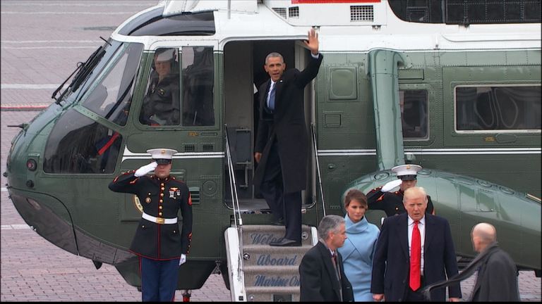 Barack Obama waves goodbye