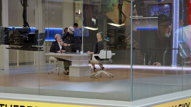 The Prime Minister being interviewed by Sophy Ridge