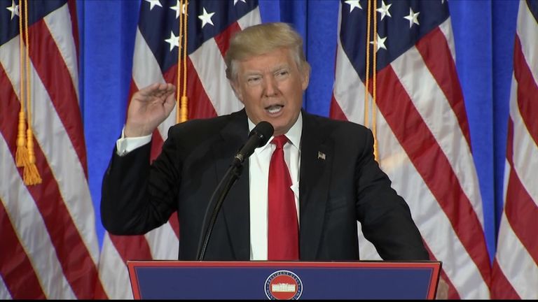 Donald Trump shares his revised views of news organisations during his first news conference for months