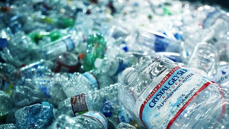 Les than half of plastic bottles in the UK are recycled after being used