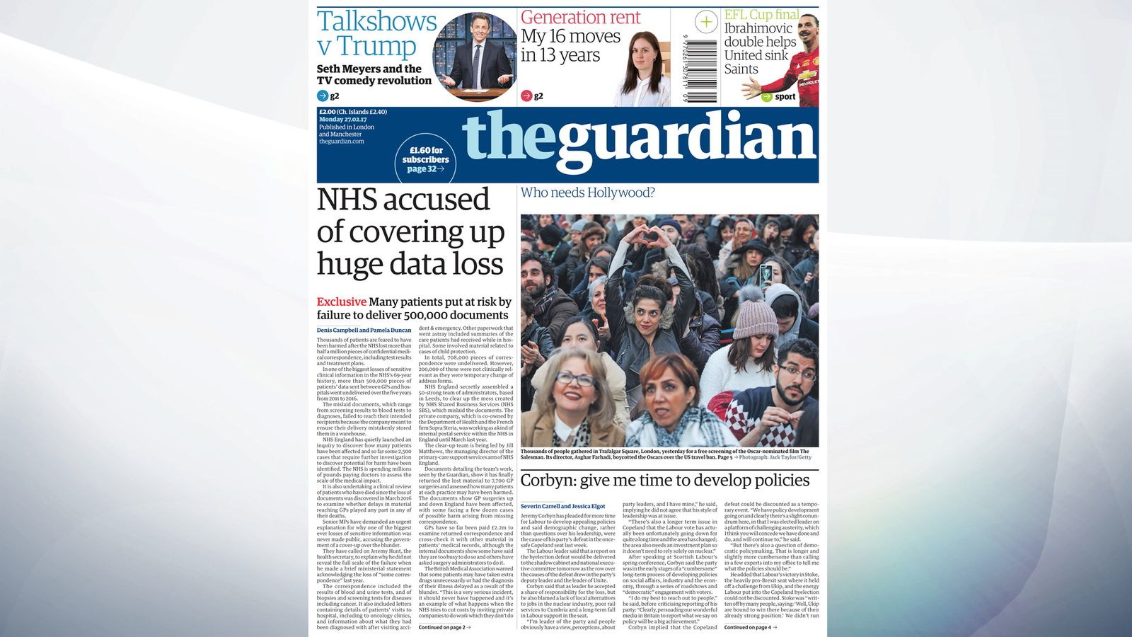 Monday's national newspaper front pages UK News Sky News