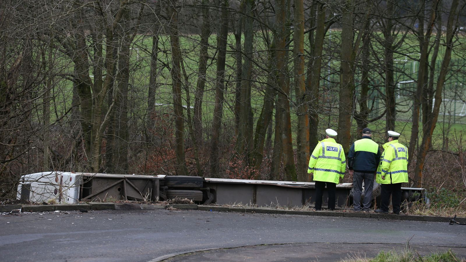 School bus overturns near Our Lady's High School in Cumbernauld UK