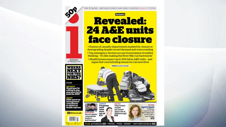 Dozens of A&E units are marked for closure or downgrading, says the i