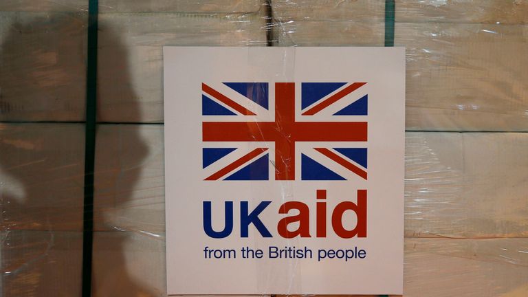 File photo dated 14/8/2014 of a UK aid label