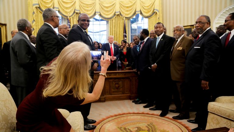 Kellyanne Conway in the Oval Office 