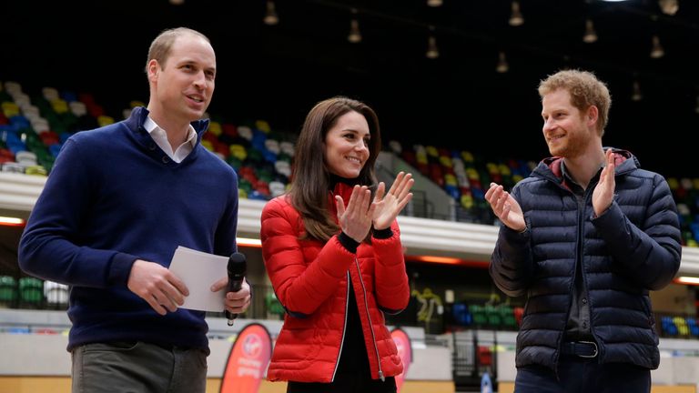 The Duke and Duchess of Cambridge and Prince Harry attend the London Marathon for the Heads Together campaign