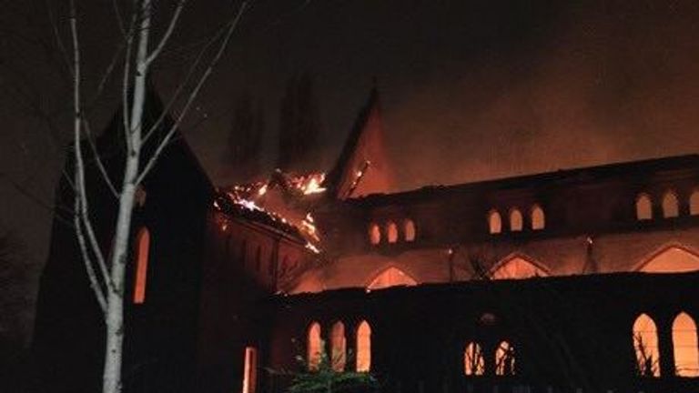 The fire broke out shortly before midnight on Sunday. Pic: @Gary_Jarvoo