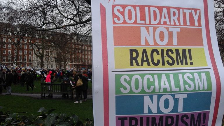 Thousands of protesters have gathered to protest against Trump's state visit
