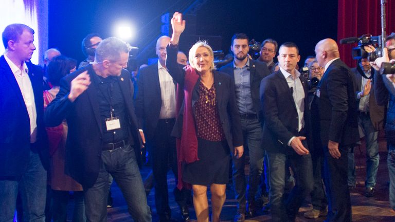 Marine Le Pen unveiled a range of policies, including a referendum on EU membership