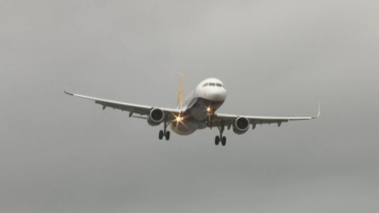 Plane wobbles amid Storm Doris winds