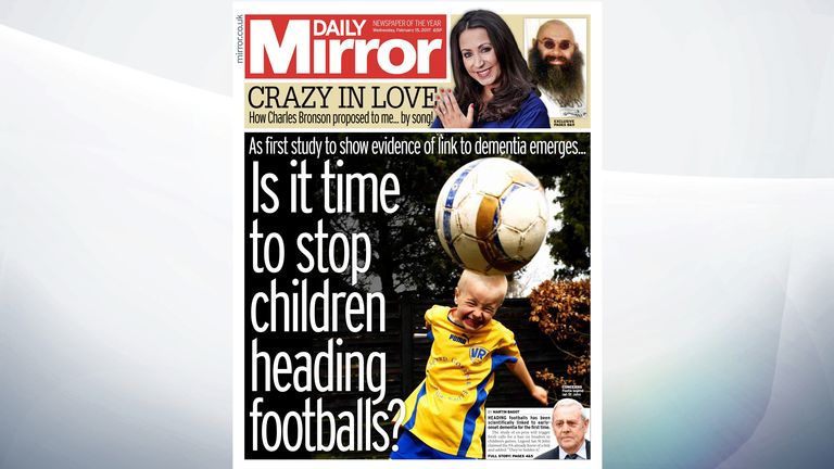 Heading footballs has been linked to early-onset dementia, reports the Daily Mirror
