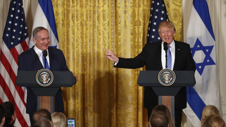 Donald Trump and Benjamin Netanyahu at the news conference