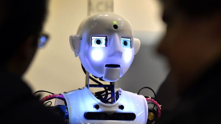 A British-engineered humanoid robot on show in Madrid