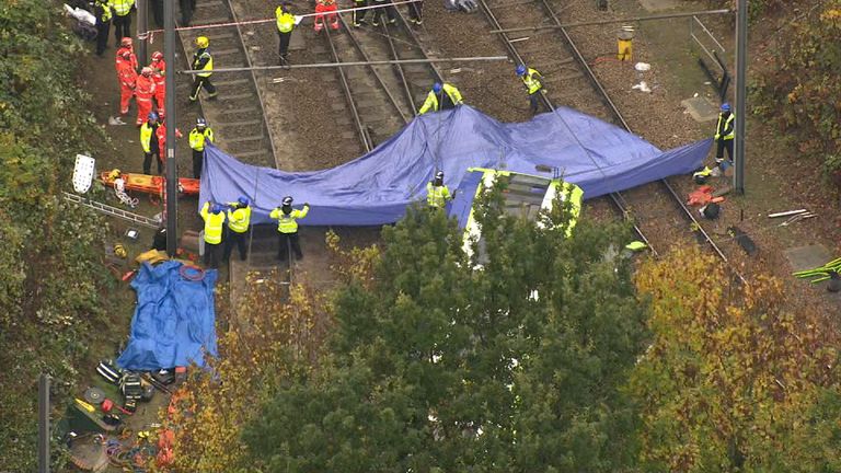 The tram slid for 25 meters on its side before coming to a halt