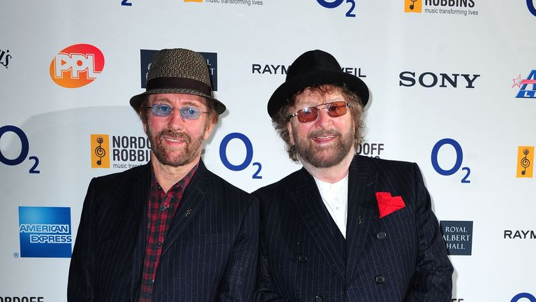 Chas and Dave arriving at the O2 Silver Clef awards Awards at the Hilton Hotel, London in 2014