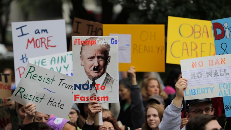 People gathered at Houston City Hall to protest