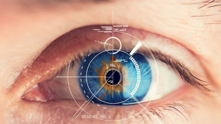 Iris or retina scans allow facial recognition to take the place of passwords