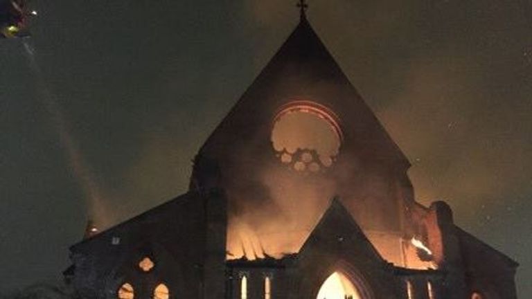 Nearby residents were warned to keep windows shut as smoke billowed from the building. Pic: @Gary_Jarvoo